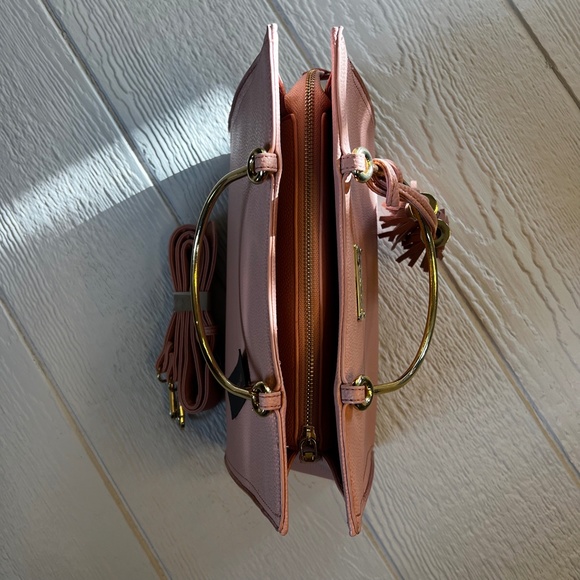 Vegan Leather [bebe] Pink NWT Convertible Handbag | Purse Tassels Gold Hardware - Picture 8 of 16